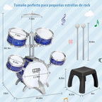 Juego de batería para niños pequeños de 1 a 3 años, kit de batería de jazz