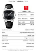 Poedagar Relojes de negocios para hombre, reloj de cuarzo de moda para hombre, impermeable, luminoso, fecha, Weel, clásico, cuero para caballero