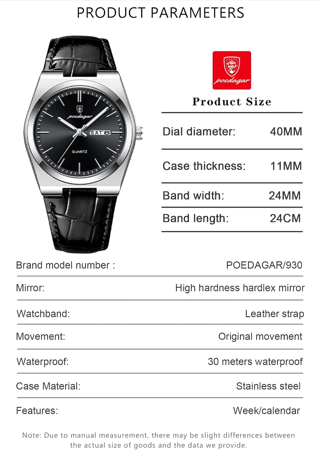 Poedagar Relojes de negocios para hombre, reloj de cuarzo de moda para hombre, impermeable, luminoso, fecha, Weel, clásico, cuero para caballero