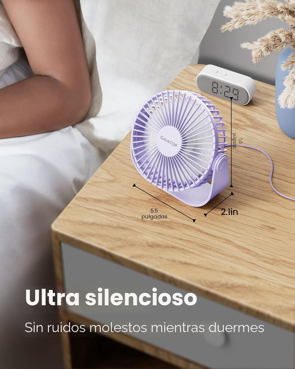 Gaiatop Ventilador de escritorio USB, flujo de aire fuerte de 3 vel...