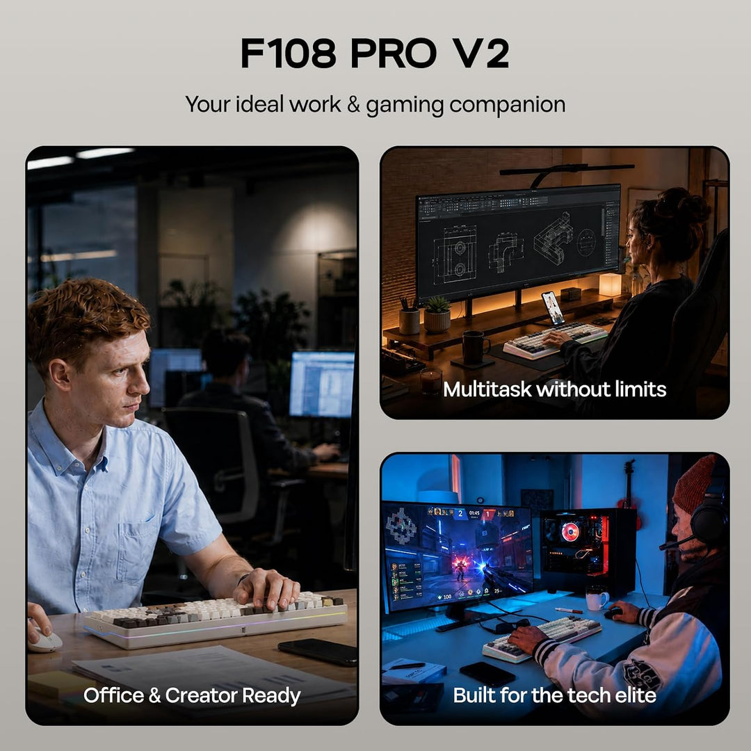 EPOMAKER X Aula F108 PRO V2 Teclado inalámbrico para juegos con bat...