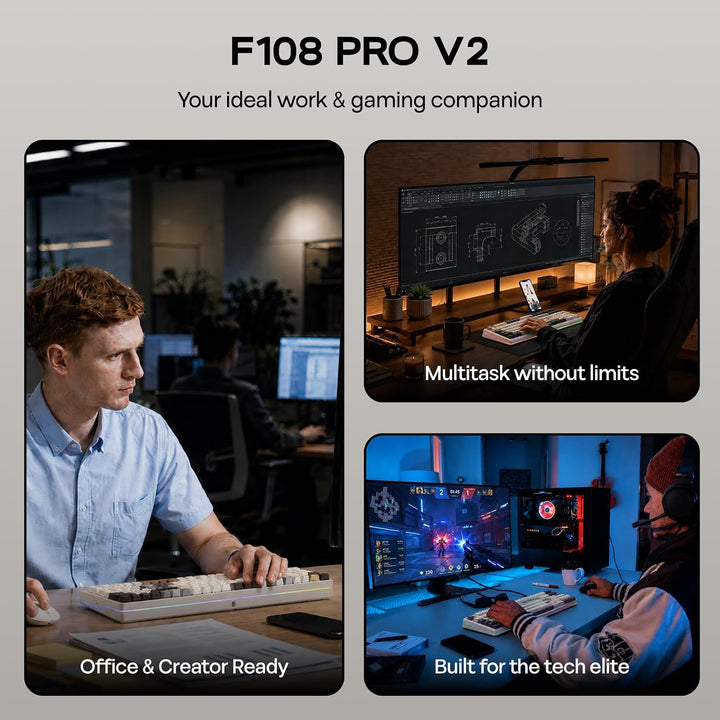 EPOMAKER X Aula F108 PRO V2 Teclado inalámbrico para juegos con bat...