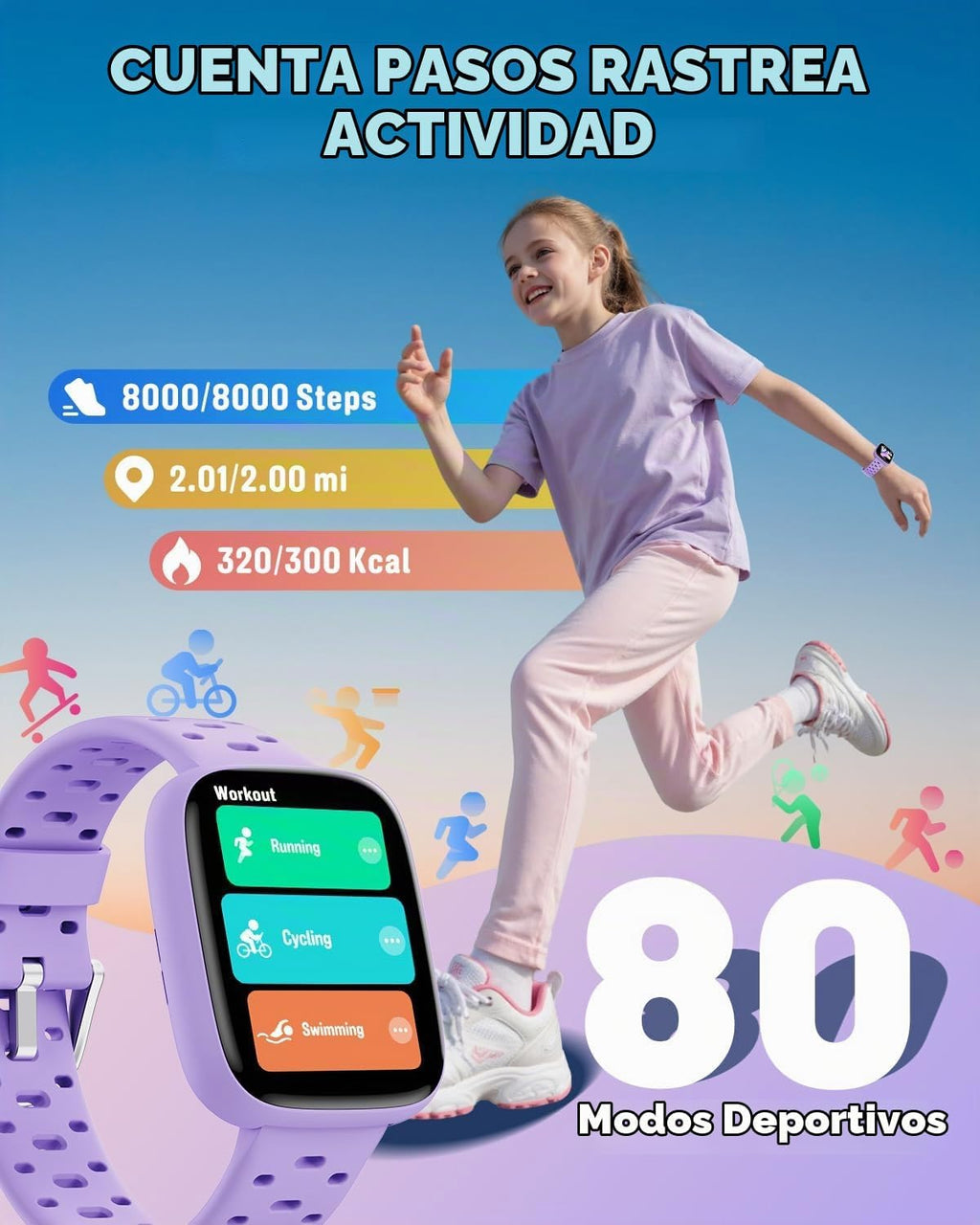BIGGERFIVE Kids Watch No Phone Needed, 1.8" Amoled Smart Fitness Watch