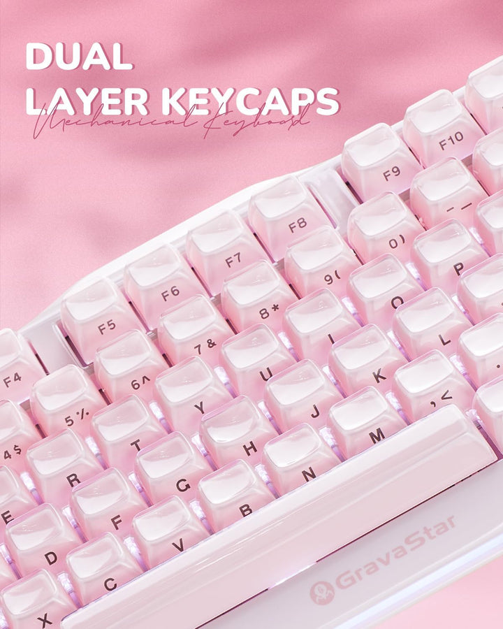 GravaStar Mercury K1 75% Rosa Teclado Inalámbrico, Diseño de Exoesq...