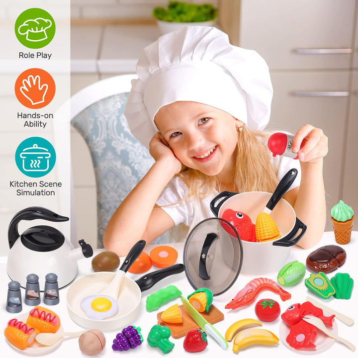 CUTE STONE Juego de accesorios de cocina de juguete, juegos de comi...