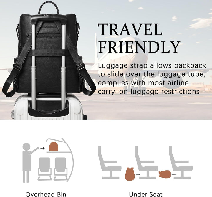 Shrrie: mochila de cuero vegano para laptop de 14 pulgadas para muj...