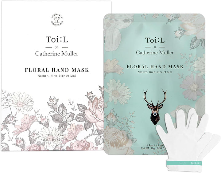 TOI:L Catherine Muller - Máscara de mano floral 1 par, guantes hidr...