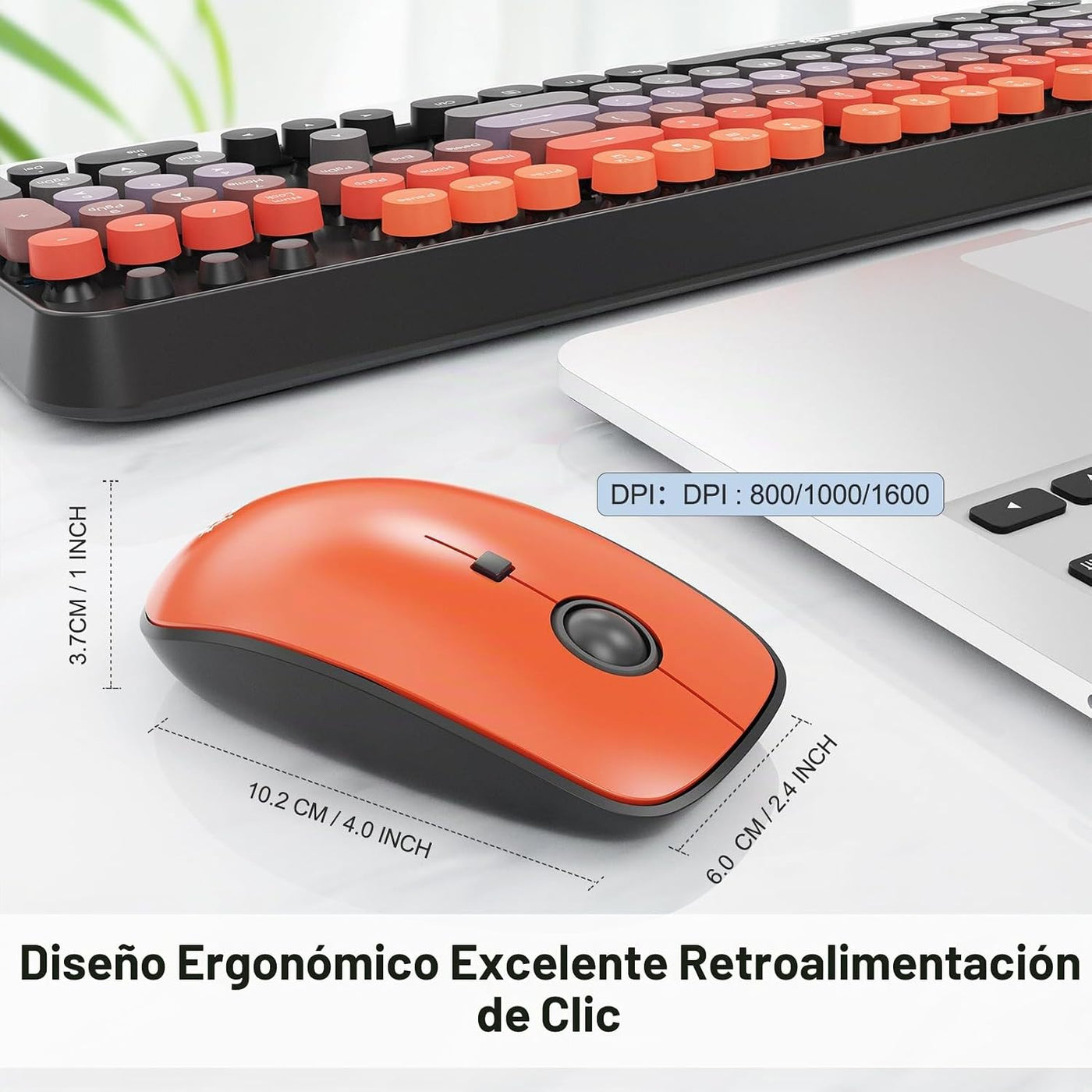 FOPETT Combo de teclado y mouse inalámbricos, 2.4G de tamaño comple...