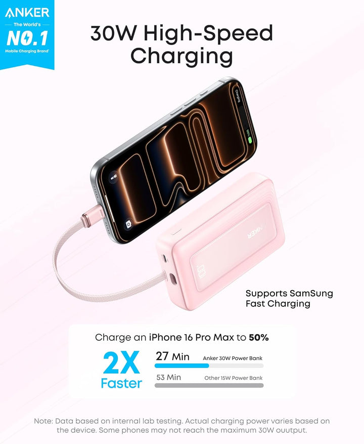 Anker Cargador portátil, banco de energía de 10,000mAh y 30W, paque...