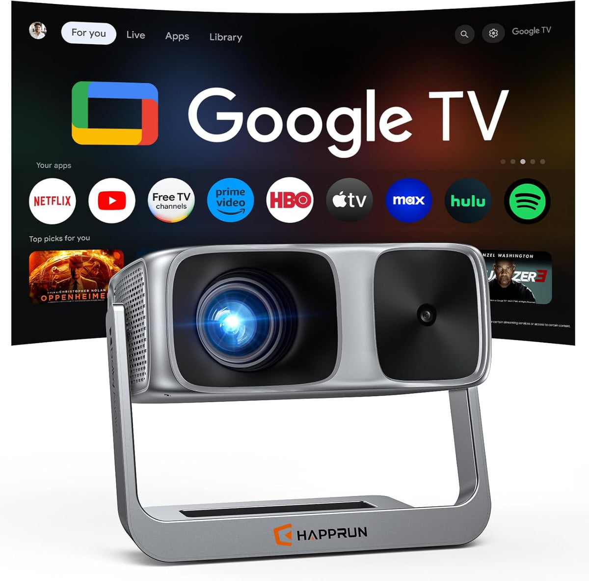 Proyector para exteriores de Google TV con licencia oficial ANSI