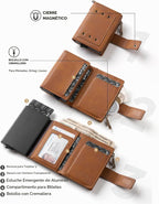 VULKIT - Cartera para hombre con protección RFID con cadena, color marrón
