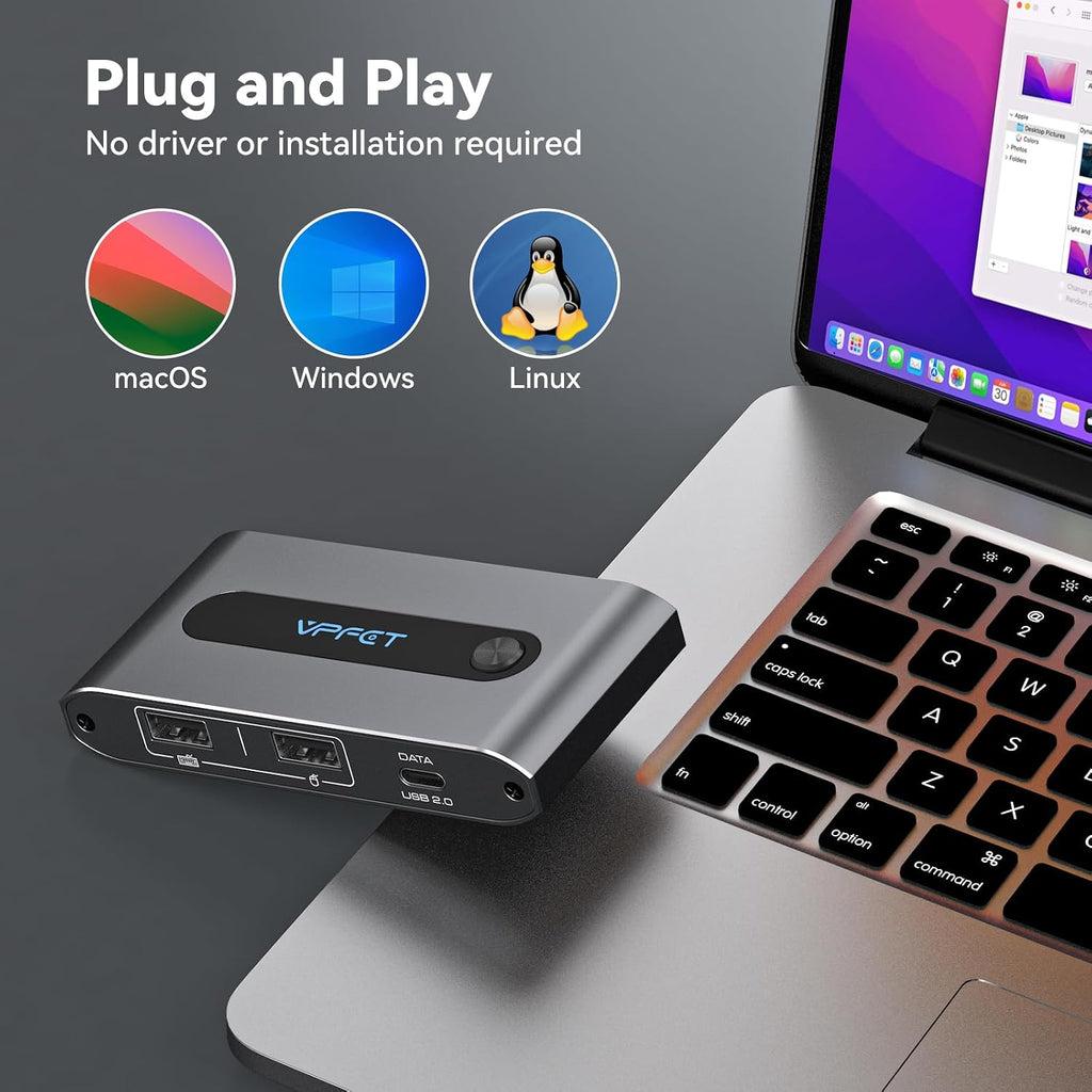 Conmutador KVM USB C para 2 computadoras 1 monitor, 4K @60Hz HDMI