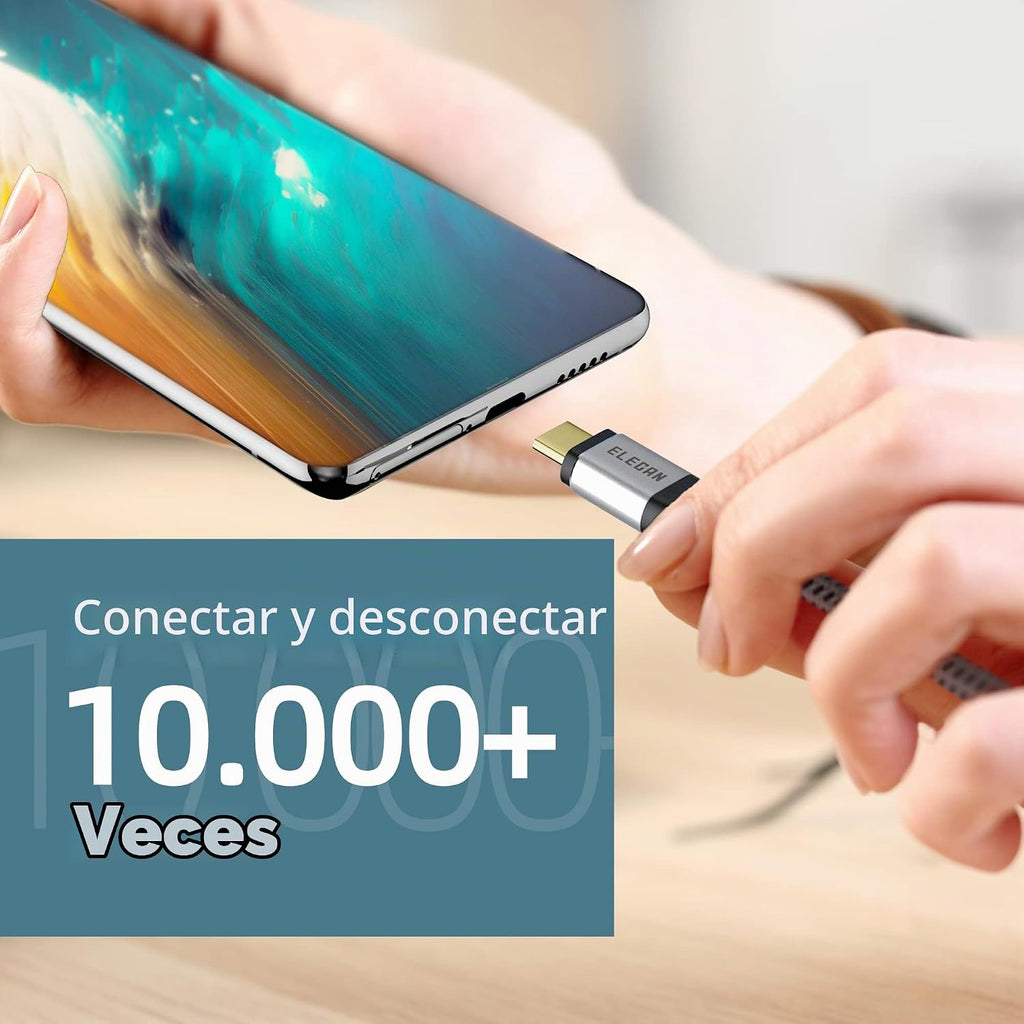 Cable USB C a HDMI de 30 pies, 4K a 60 Hz HDR, chapado en oro trenzado USB 3.1 tipo C a HDMI 2.0 cable Thunderbolt 3/4 compatible con Galaxy MacBook Pro/Air iPad Pro Surface Dell HP con 5 lazos
