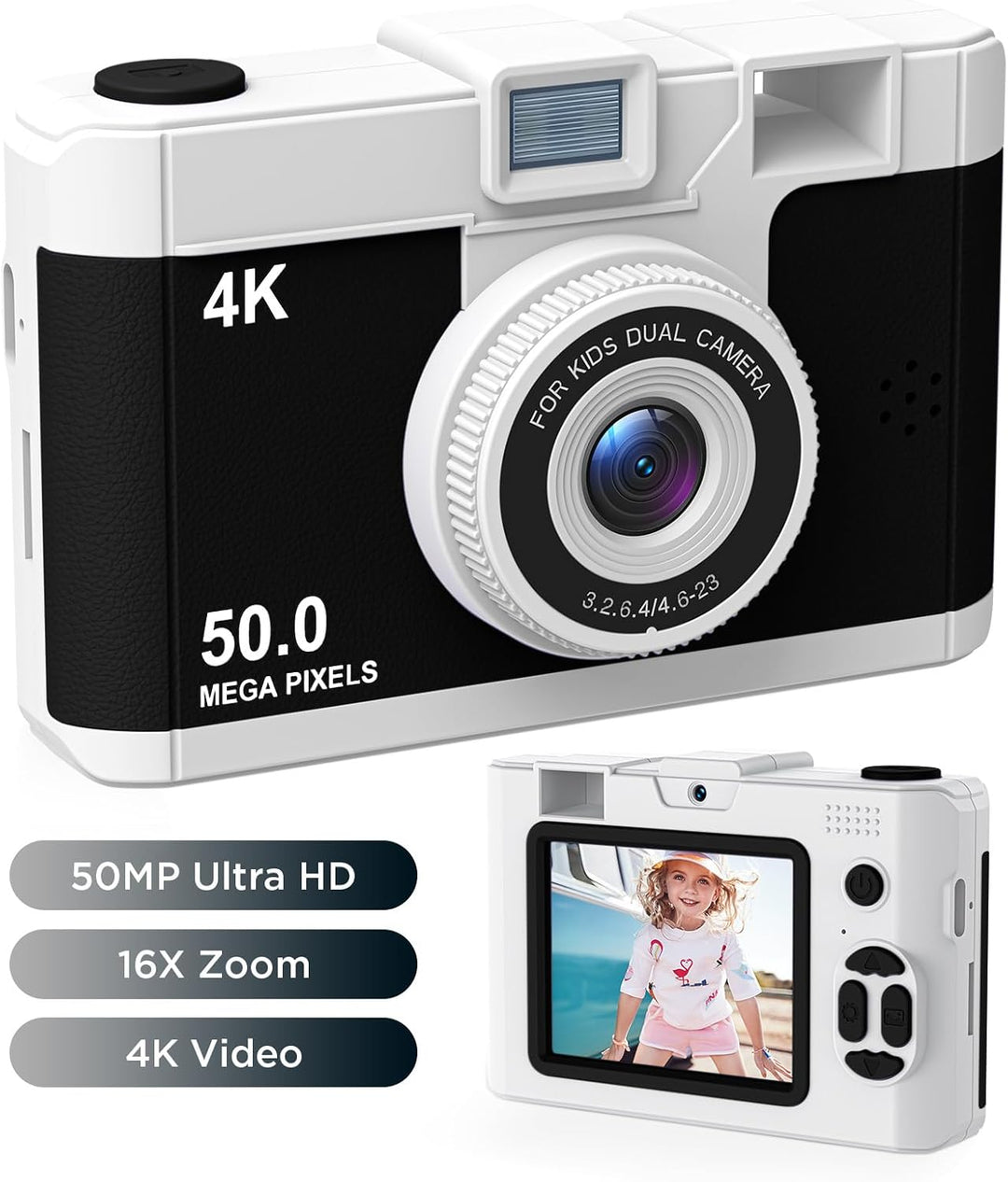 Cámara infantil de 50.0 megapíxeles para niños de 5 a 13 años con W...