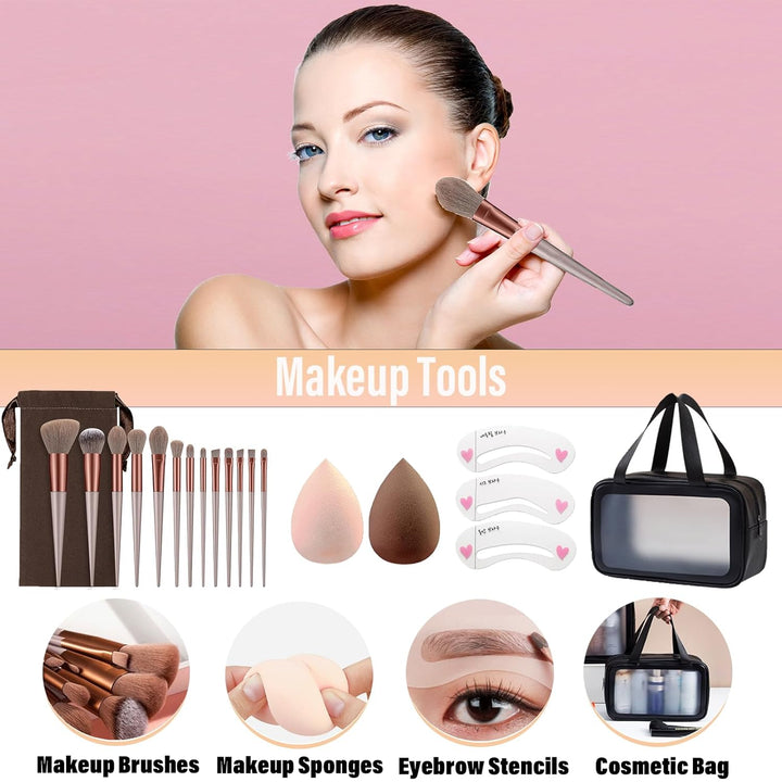 Set de maquillaje para mujeres, juego de maquillaje de viaje para a...