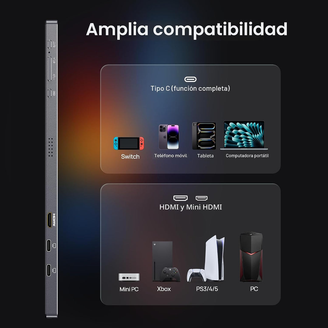 ARZOPA \u2013 Monitor portátil 16.1 pulgadas FHD 1080p, 100% sRGB,...