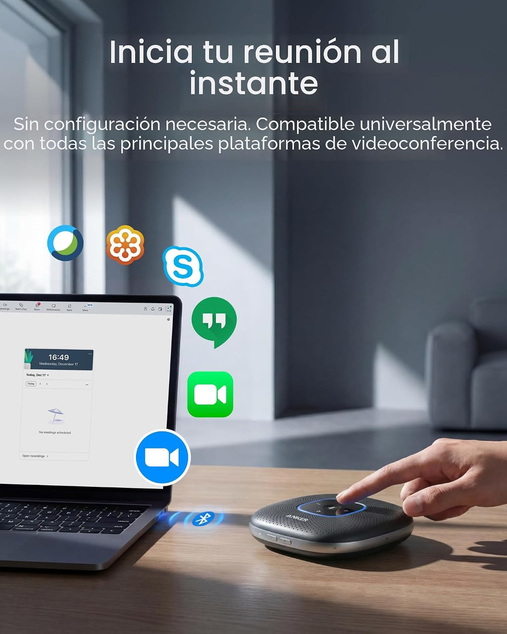 Anker PowerConf Speakerphone, Altavoz de conferencia certificado por Zoom con 6 micrófonos