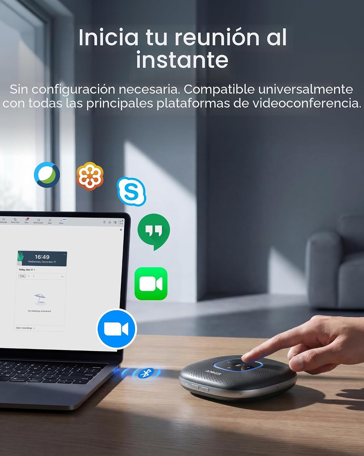 Anker PowerConf Speakerphone, Altavoz de conferencia certificado por Zoom con 6 micrófonos