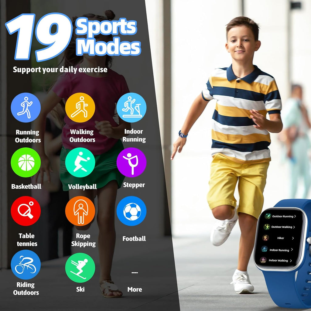Reloj inteligente para niños, rastreador de fitness, no necesita teléfono/aplicación, 19 modos deportivos, pantalla DIY de 1.5", impermeable IP68, monitor de sueño, podómetros, frecuencia cardíaca