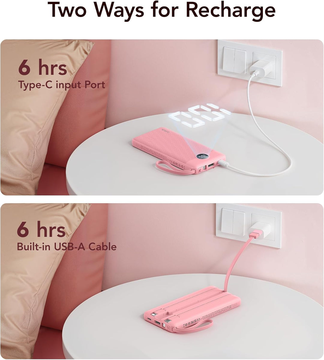 VRURC Cargador de teléfono portátil, cargador portátil de viaje con...