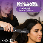 IKonic Alisador y rizador de pelo de cerámica 100% turmalina, Negro