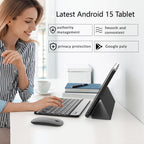 Tablet Android 15 de 10 pulgadas, tabletas 2 en 1 con teclado/ratón/estuche/lápiz, Negro, 8GB+32GB