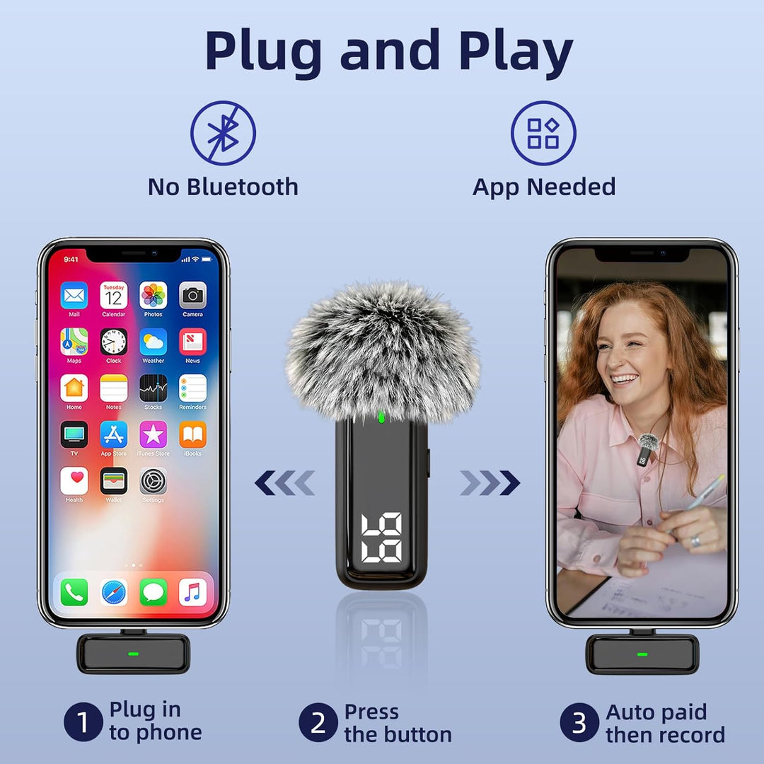 NPTCL Paquete de 2 micrófonos de solapa inalámbricos para iPhone 14...