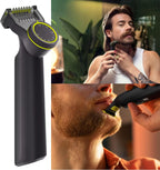 PHILIPS OneBlade Pro Face + Body Recortadora y Afeitadora Eléctrica Híbrida, recargable, peine de precisión ajustable de 14 longitudes, kit para cuerpo, hoja de doble cara, uso en húmedo y seco, estuche de viaje