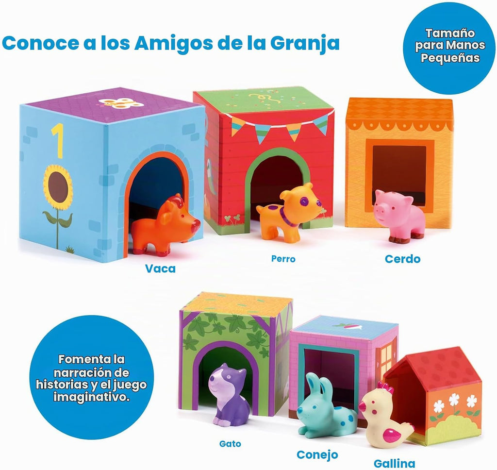 Cubos apilables Djeco Topanifarm (12 unidades)