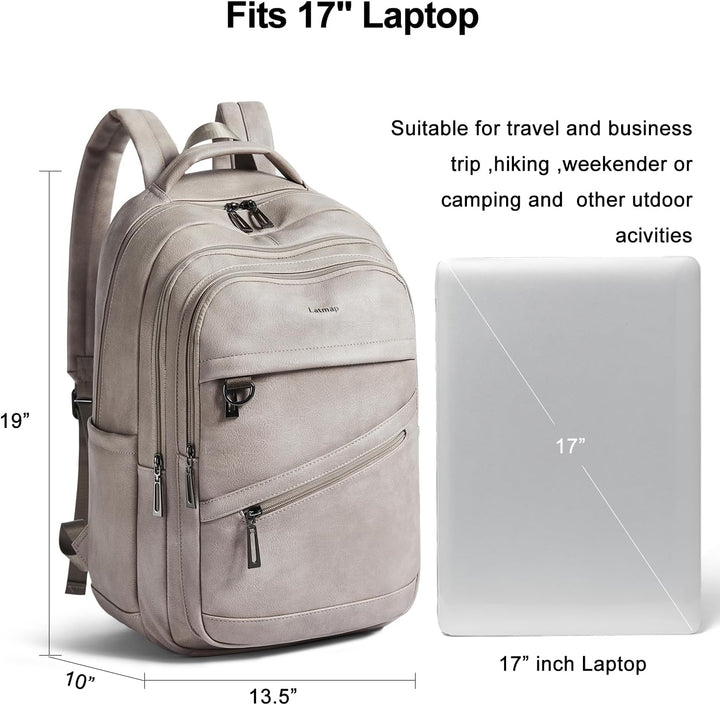 LATMAP Mochila de 43L para mujeres y hombres - Mochila de cuero veg...