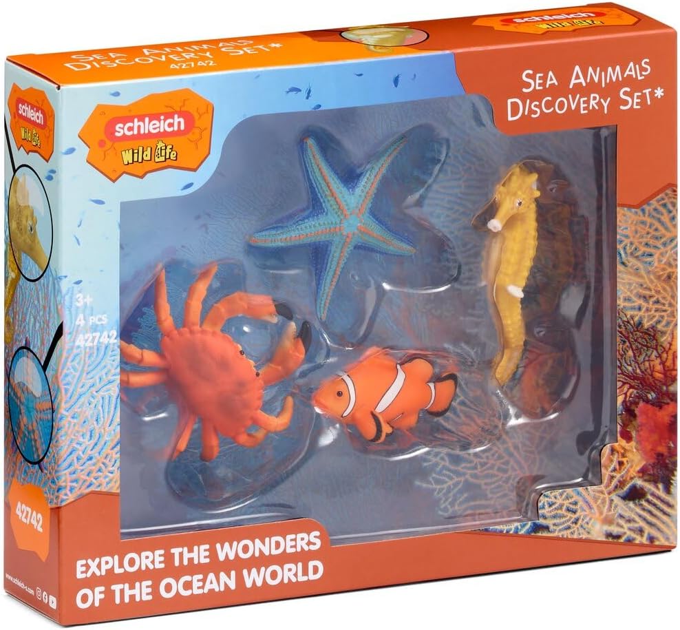 Schleich Wild Life - Juego de descubrimiento de animales marinos de 4