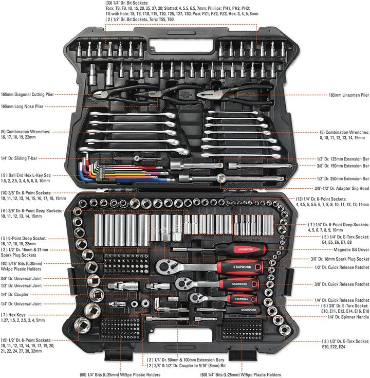 STARWORK TRUE MECHANIC™ Juego de herramientas mecánicas de 314 piez...