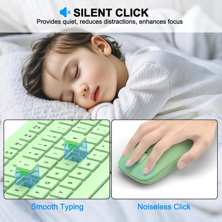Combo de teclado y mouse inalámbricos, teclado ergonómico silencios...