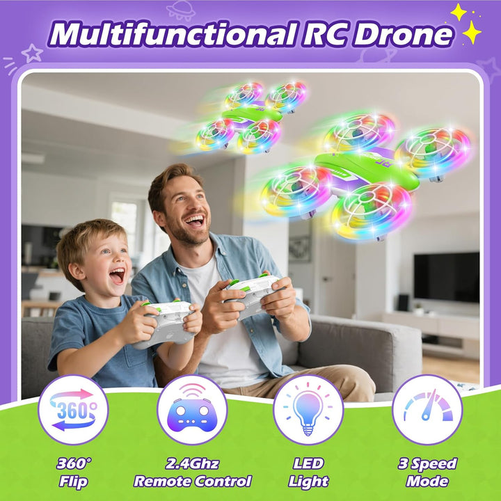 FUNPX Dron LED RC para niños de 6+, regalo de Navidad y cumpleaños...