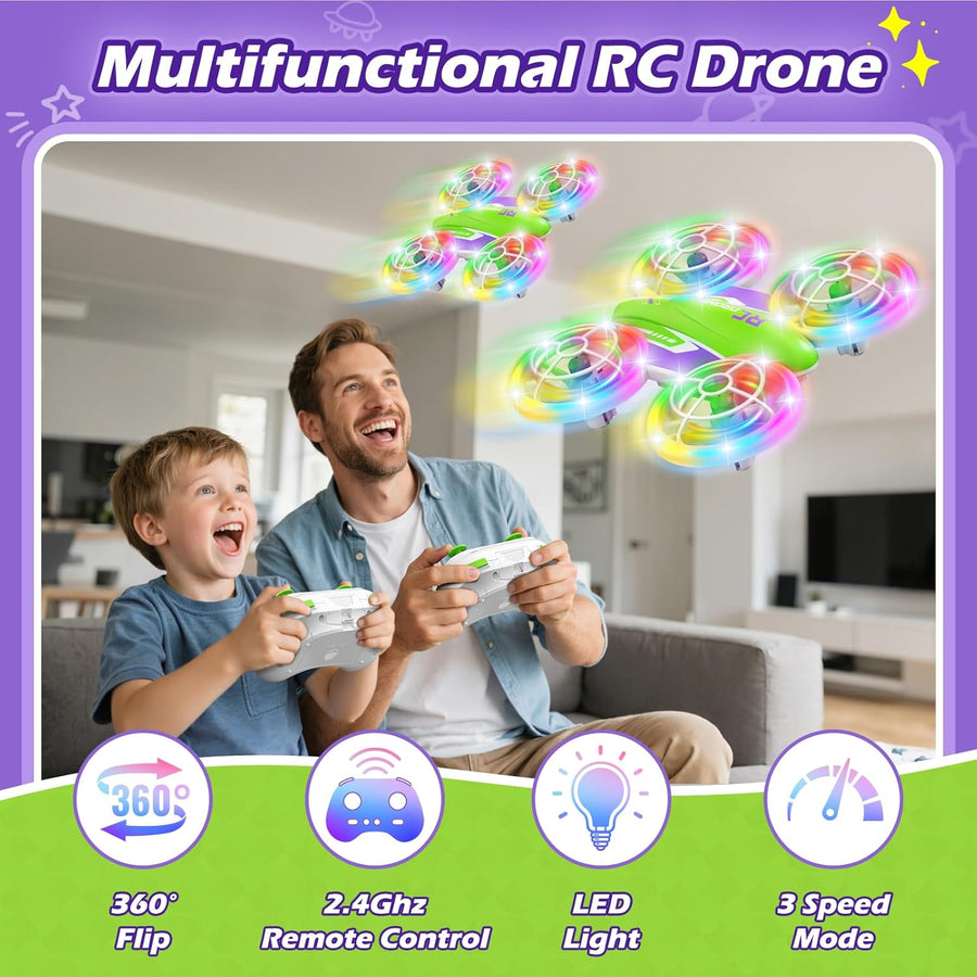 FUNPX Dron LED RC para niños de 6+, regalo de Navidad y cumpleaños...