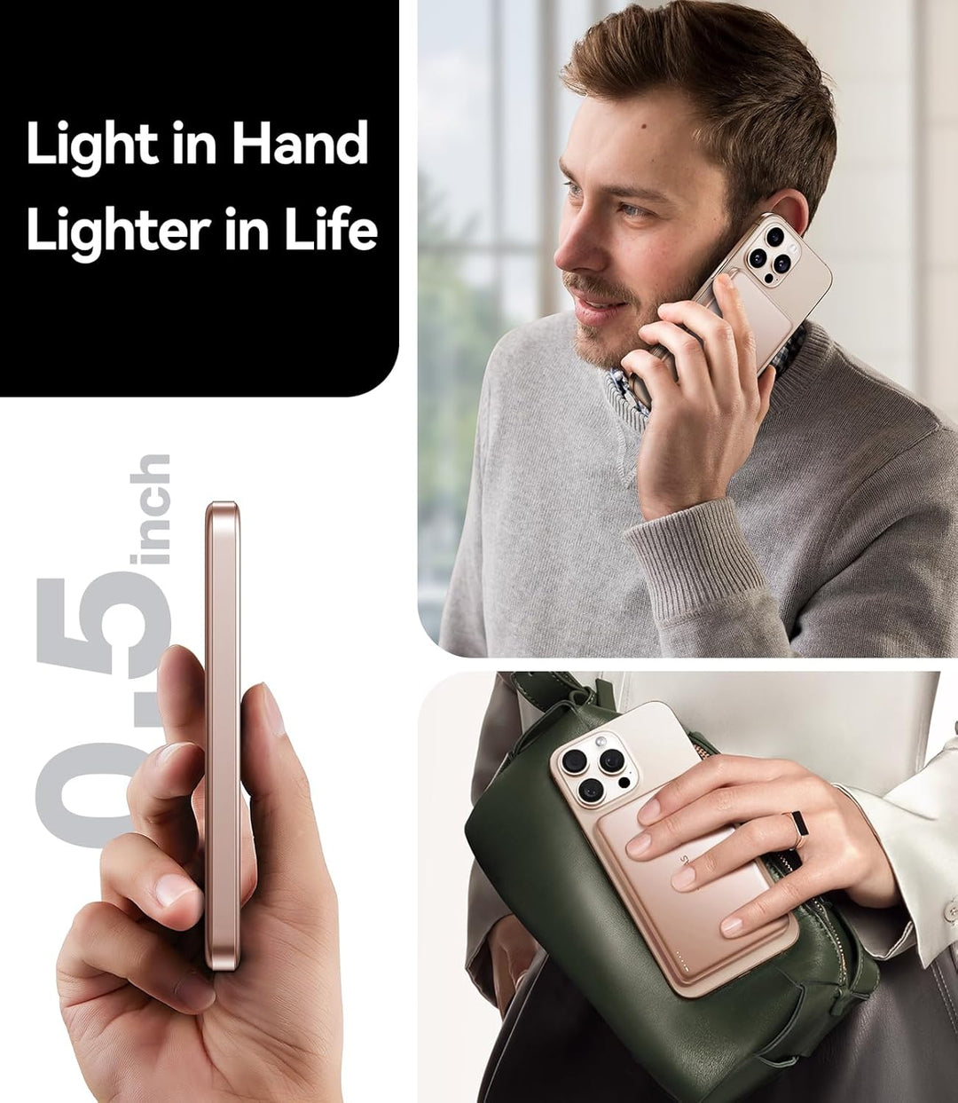 TORRAS MiniMag Power Bank, cargador portátil inalámbrico ultra delg...