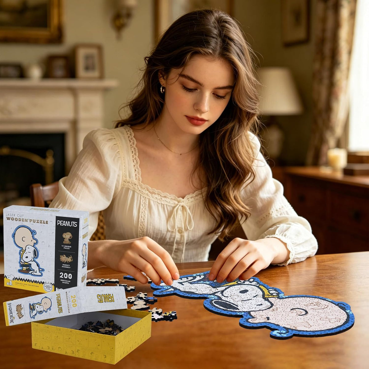Rompecabezas de cacahuetes para adultos, regalos de Snoopy para mujeres y niños, 200 piezas