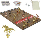 HOROW Juego de carreras de caballos – Juego de mesa de carreras de caballos de madera con 11 caballos de metal de lujo, 2 dados y 2 tarjetas, para Kentucky Derby y fiesta, regalo perfecto de cumpleaños y vacaciones