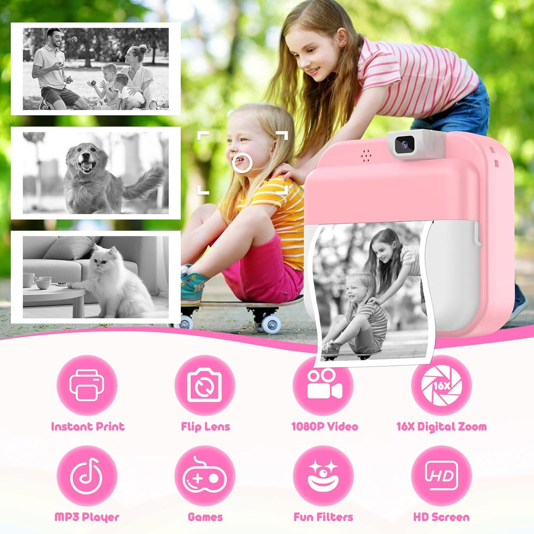 Cámara para niños con impresión instantánea y lente reversible, reg...