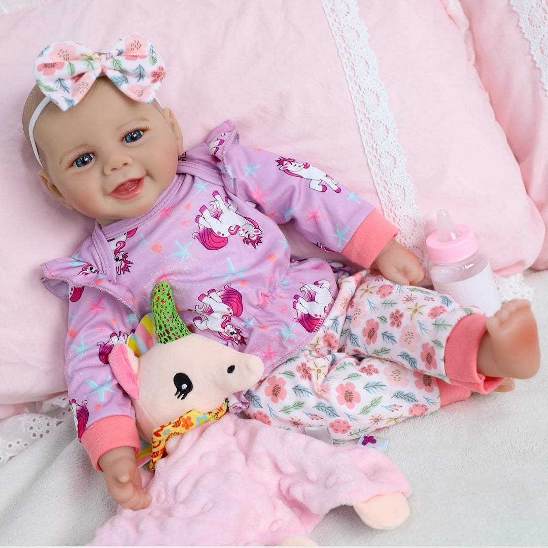 SCOM Muñeca de bebé niña, muñeca realista de cuerpo suave de 18 pul...