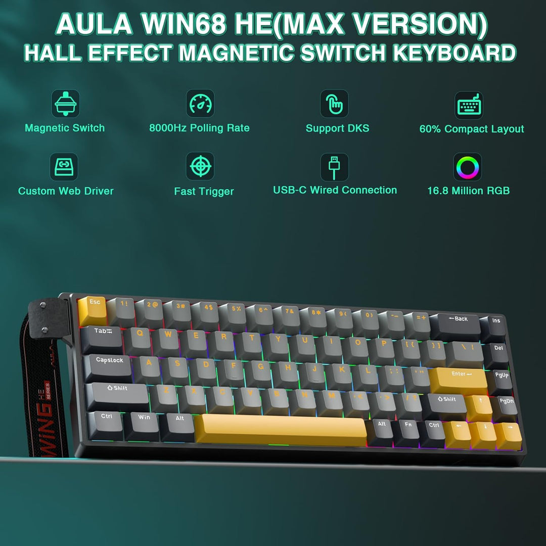 AULA WIN68 HE MAX - Teclado de Juegos de Efecto Hall con Interrupto...