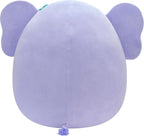 Squishmallows Original Elefante Púrpura Anjali de 20 Pulgadas con Orejas Tie-Dye y Flor - Peluche Jumbo Oficial de Jazwares