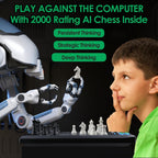 Tablero de ajedrez electrónico Talking Chess Academy, tablero de ajedrez inteligente con sistema de enseñanza de voz, juego de ajedrez para computadora con piezas magnéticas fuertes, 1-2 jugadores, juego de ajedrez electrónico - Viaje portátil simple