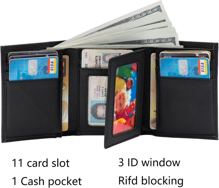 baotuiok Billetera de cuero para hombre, con bloqueo RFID, cartera...