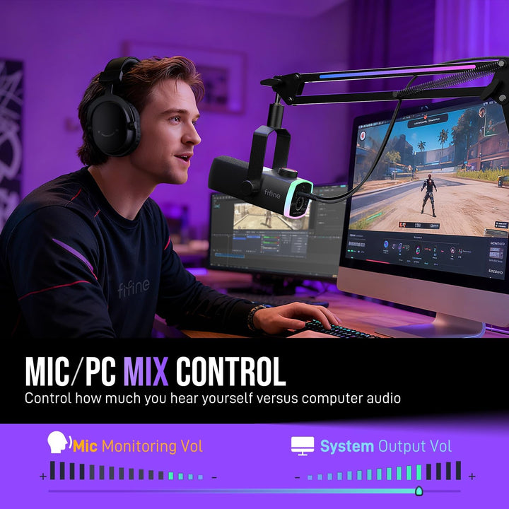 Kit de micrófono de juego FIFINE, micrófono dinámico XLR\/USB para...