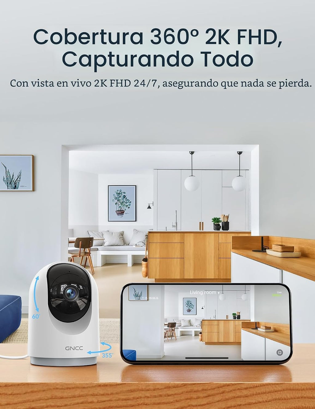 GNCC Cámaras 5G para seguridad en el hogar interior, mascota/perro/bebé con