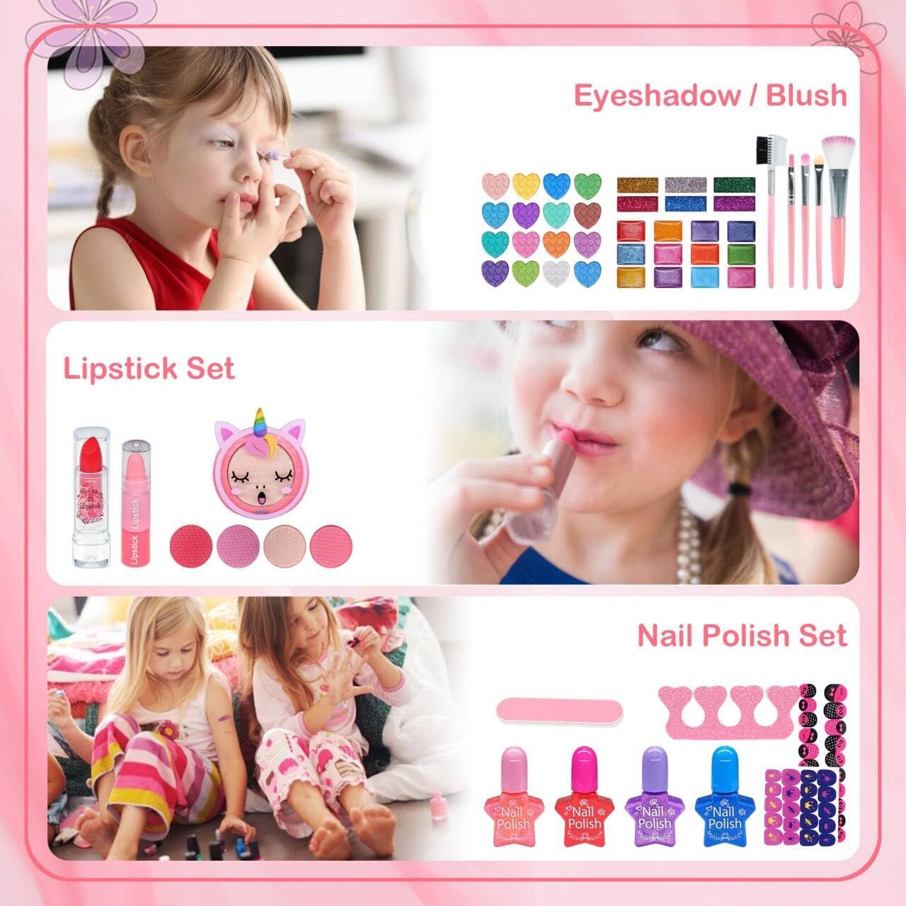Juegos de maquillaje para niñas de 5 a 8 años, kit de maquillaje de...