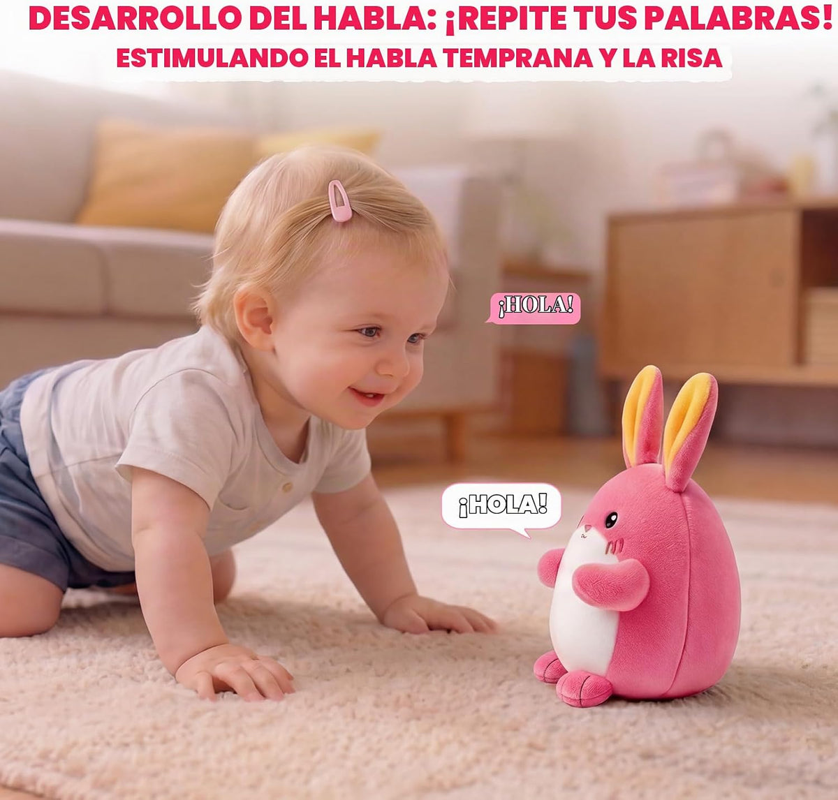 Juguete musical de conejo rosa para bebé, regalo adorable para