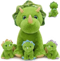 MaoGoLan Triceratops - Animal de peluche verde con 3 bebés, dinosaurio de