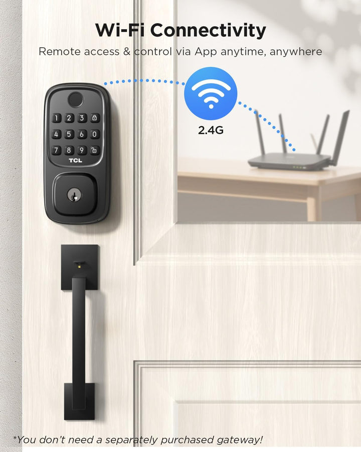 TCL Cerradura inteligente Wi-Fi D1, cerradura de puerta de huellas...